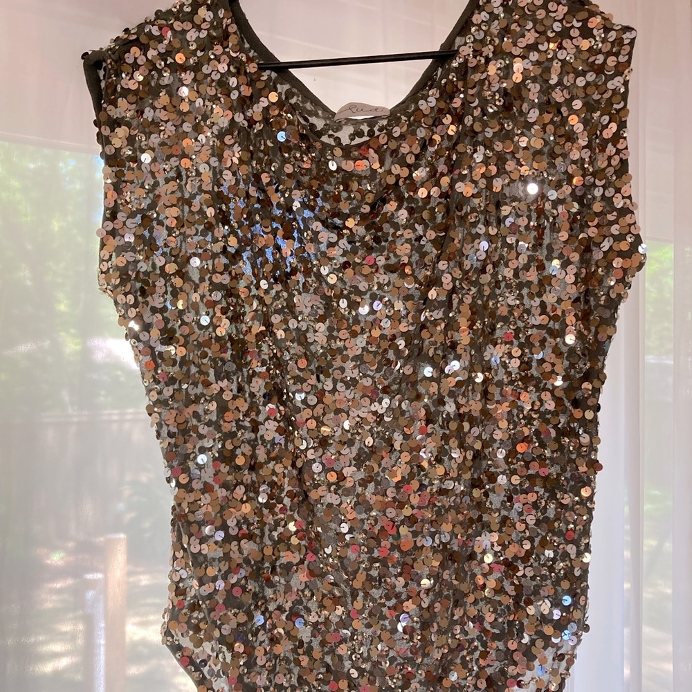 Sequin silver mix off shoulder